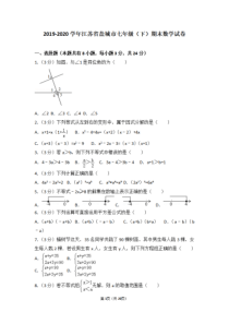 2019-2020学年江苏省盐城市七年级下学期数学下册期末考试卷及答案解析与考点点评