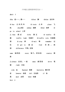 六年级上册英语单词大全