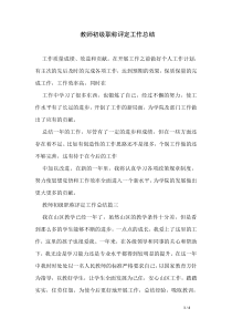 教师初级职称评定工作总结