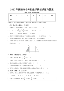 2020年揭阳市小升初数学模拟试题与答案