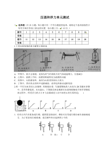 压强和浮力单元测试(有答案)