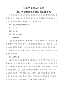 社会主义核心价值观融入学校教育教学方案1