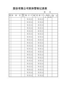 股份有限公司软体管制记录表