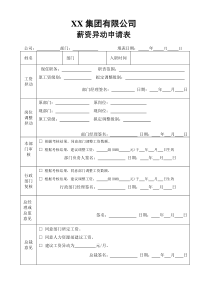 适用于各类公司的薪资异动申请表