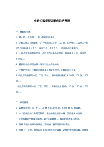 小升初数学复习重点归纳整理