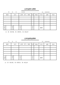 仓库出入库单模板