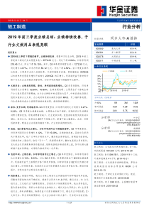 轻工制造行业2019年前三季度业绩总结业绩持续改善子行业文娱用品表现亮眼