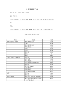 ICU主要疾病得分--疾病权重-预期死亡率