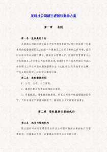 某科技公司新三板股权激励方案规划书