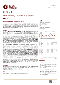 轻工日化行业1H19业绩预览龙头公司业绩表现较优20190717中金公司10页