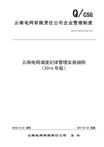 云南电网调度纪律管理实施细则(2016年版)