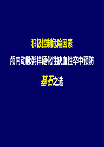 积极控制危险因素缺血性卒中预防基石之选