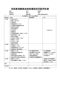 住院患者静脉血栓栓塞风险评估表