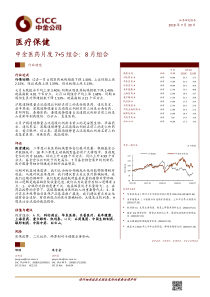 医疗保健行业中金医药月度75组合8月组合20180730中金公司11页