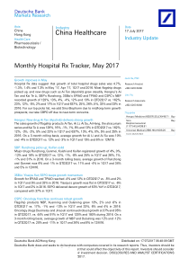 德意志银行中国医疗保健ChinaHealthcareMonthlyHospitalRxTracker