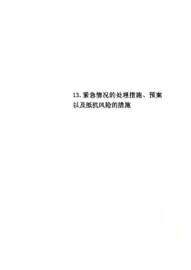 13.紧急情况的处理措施、预案以及抵抗风险的措施