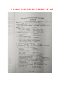 辽宁省鞍山市2017届九年级化学第二次质量调查二模试题扫描版