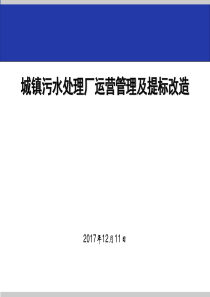 城镇污水处理厂运营管理及提标改造