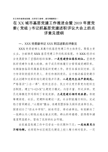 在党组织书记抓基层党建述职评议考核会议上的点评意见