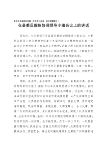 在县委反腐败协调领导小组会议上的讲话