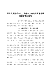 深入开展形式主义官僚主义突出问题集中整治活动情况报告