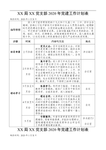 2020党支部党建工作计划表