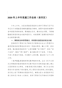 2020年半年党建工作总结汇编8篇