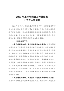 2020年上半年党建工作总结和下半年工作安排