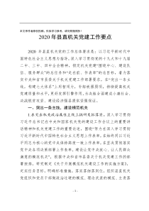 中共XXX县委县直机关工委2020年县直机关党建工作要点