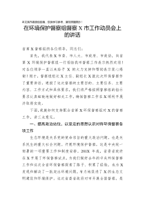 在环境保护督察组督察X市工作动员会上的讲话