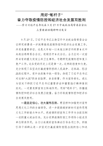 用好笔杆子奋力夺取疫情防控和经济社会发展双胜利研讨发言