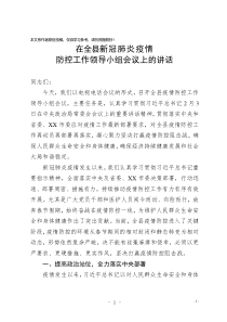 在全县新型冠状病毒感染的肺炎疫情防控工作领导小组会议上的讲话