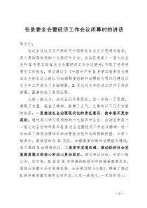 在县委全会暨经济工作会议闭幕时的讲话