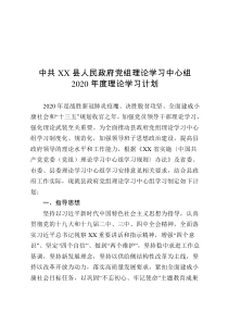 县人民政府党组理论学习中心组2020年度理论学习计划