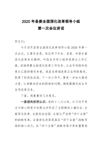 2020年县委全面深化改革领导小组第一次会议讲话提纲