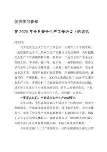 在2020年全县安全生产工作会议上的讲话