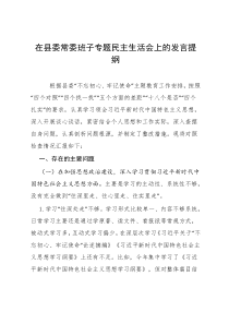 在县委常委班子专题民主生活会上的发言提纲