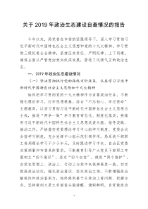 [doc文档可编辑]关于2019年政治生态建设自查情况的报告