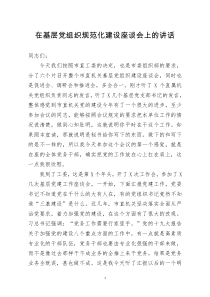 [doc文档可编辑]在基层党组织规范化建设座谈会上的讲话