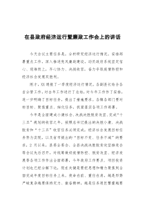 在县政府经济运行暨廉政工作会上的讲话