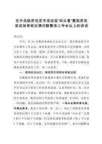 在中央脱贫攻坚专项巡视回头看暨脱贫攻坚成效考核反馈问题整改工作会议上的讲话