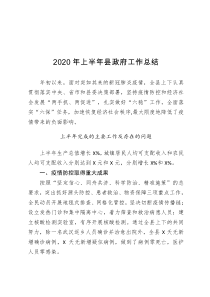 2020年上半年县政府工作总结