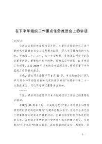 在下半年组织工作重点任务推进会上的讲话