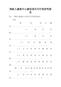 残疾人康复中心建设项目可行性研究报告doc