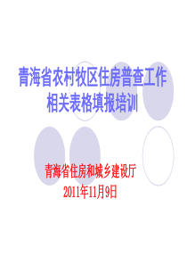 青海省农村牧区住房普查工作相关表格填报培训全文案例分析电子版