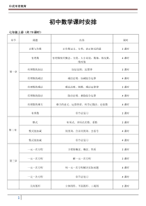 初中数学一对一课时安排