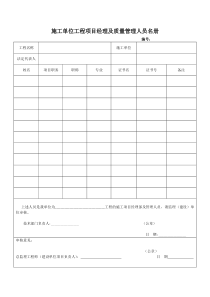 施工建设监理单位管理人员名册