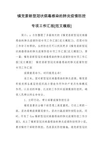 镇党委新型冠状病毒感染的肺炎疫情防控专项工作汇报[范文模版]