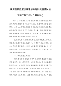 镇纪委新型冠状病毒感染的肺炎疫情防控专项工作汇报（5篇材料）