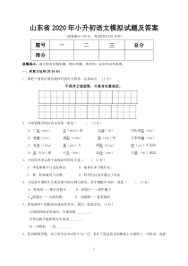 山东省2020年小升初语文模拟试题及答案